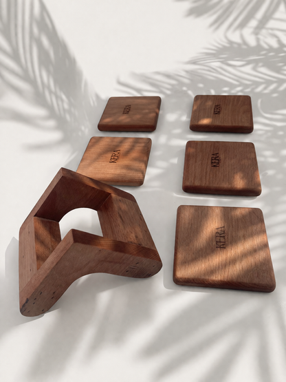 Square Wooden Coasters Set